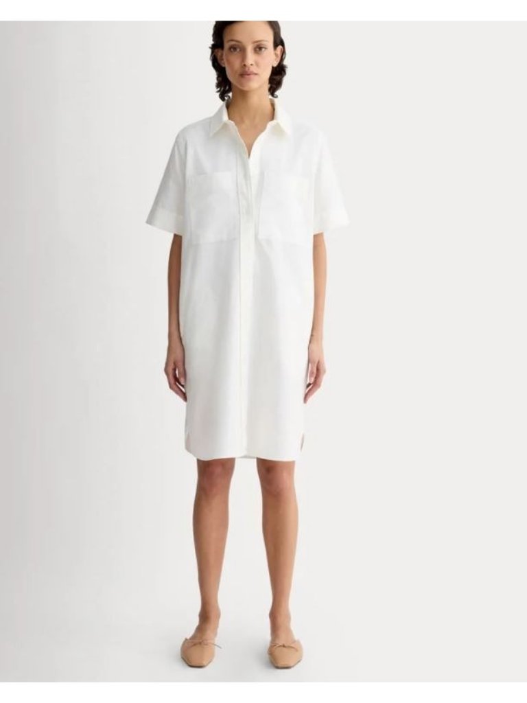 Everlane The Oxford Short-Sleeve Shirt Dress White Size Medium Nwt